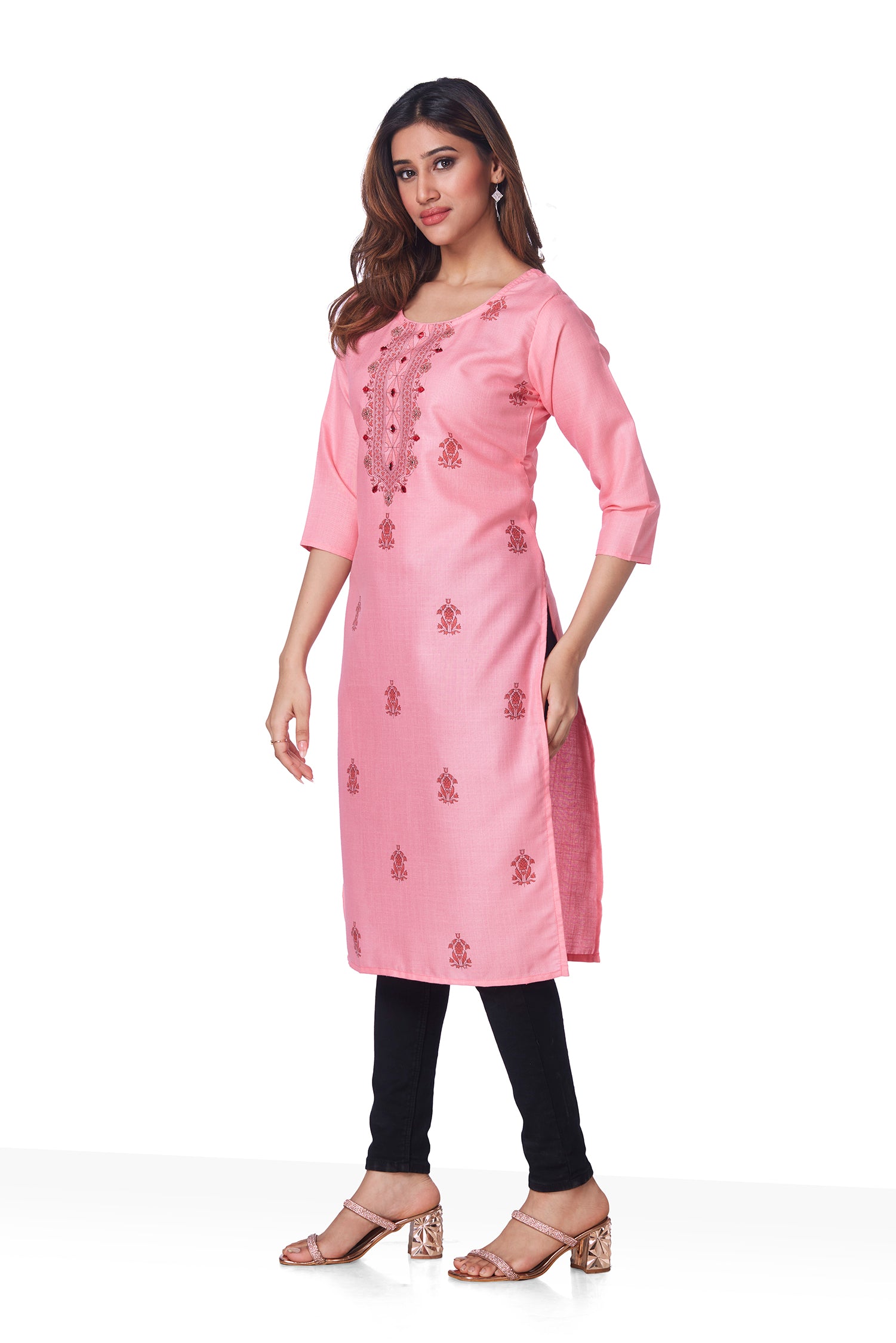 Dailywear Stylish Cotton Kurti - Baby Pink image 4