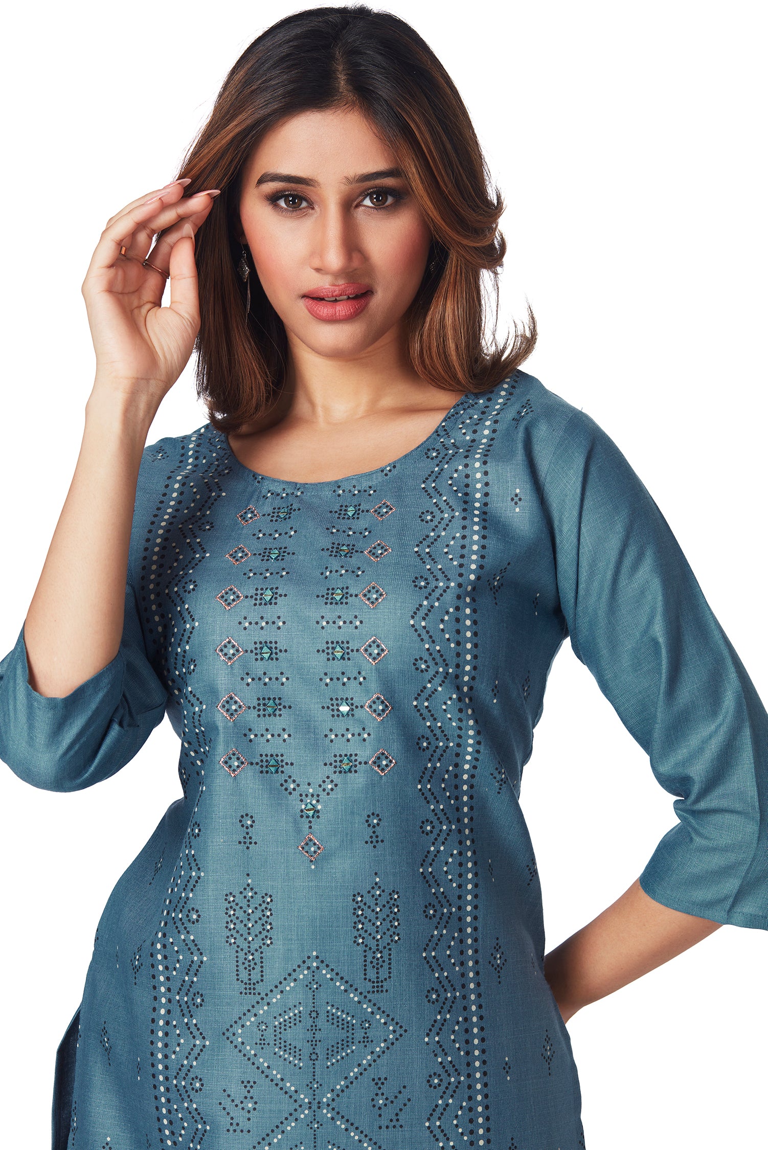 Dailywear Stylish Cotton Kurti - Blue image 2