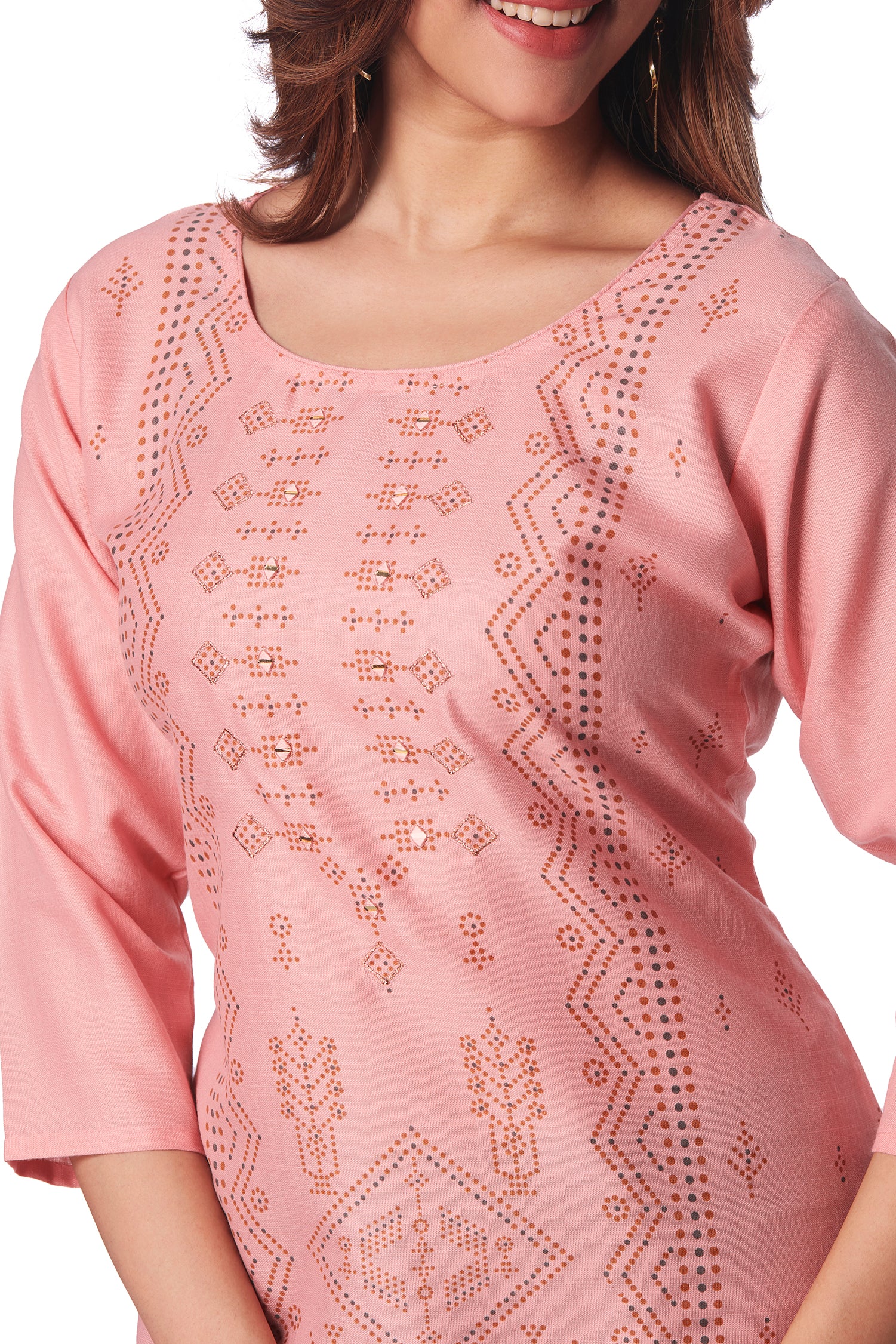 Dailywear Stylish Cotton Kurti - Peach image 3