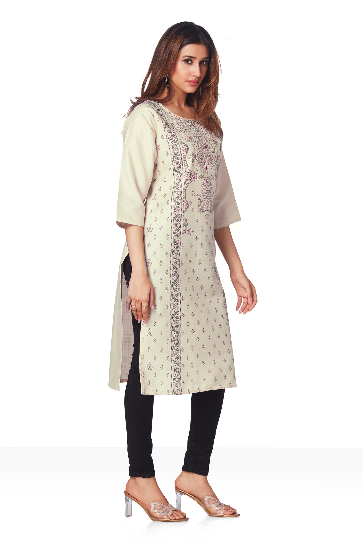 Dailywear Stylish Cotton Kurti - Beige image 4