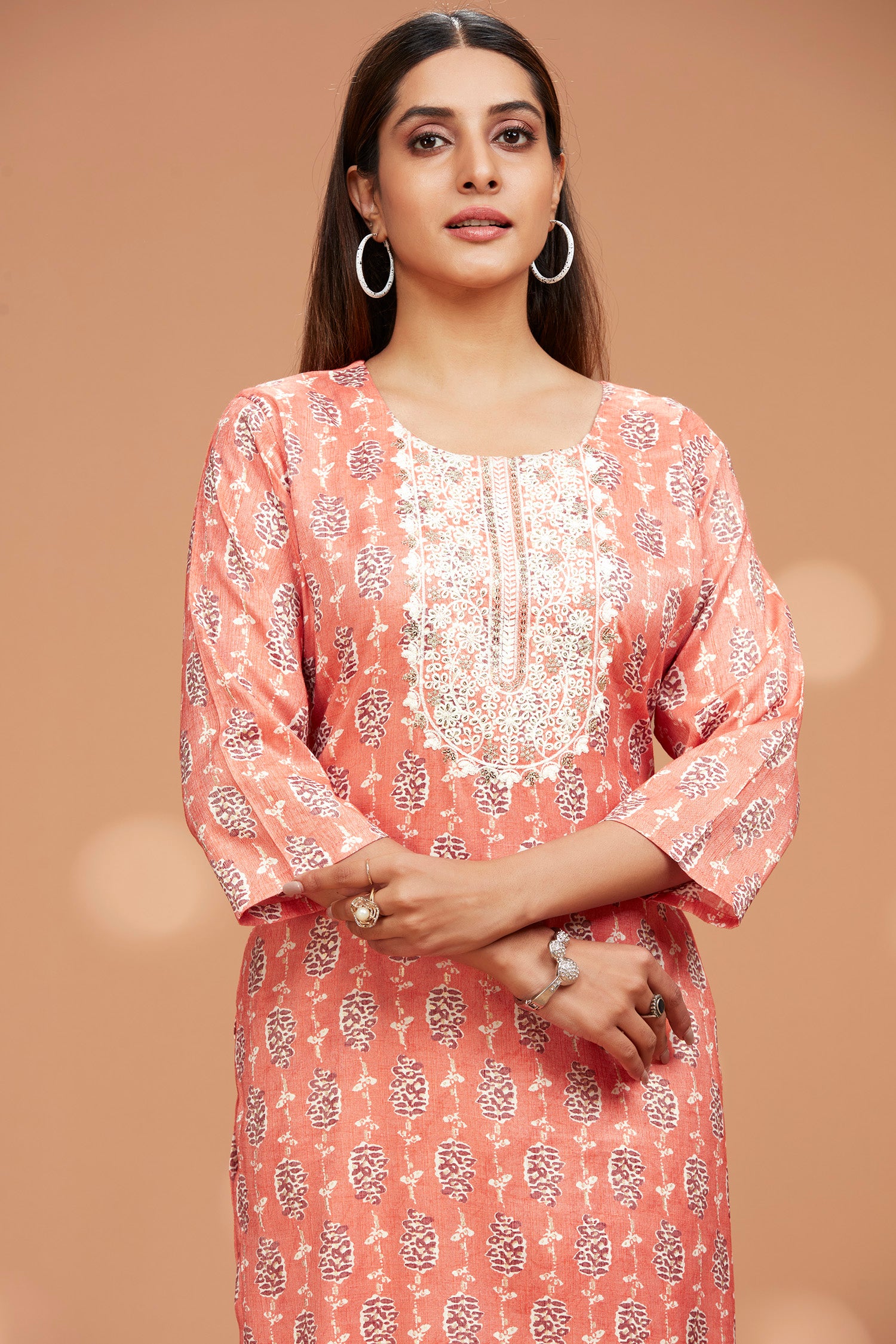 Two-piece Rayon Printed Kurti Set image 2