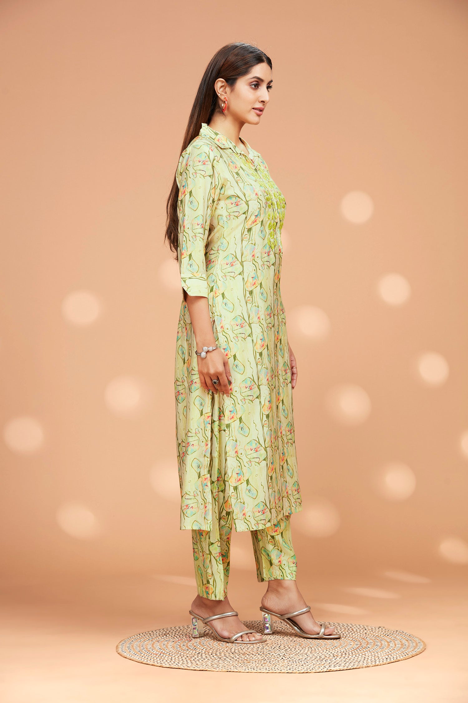 Two-piece Printed Chanderi Silk Cord-set image 4