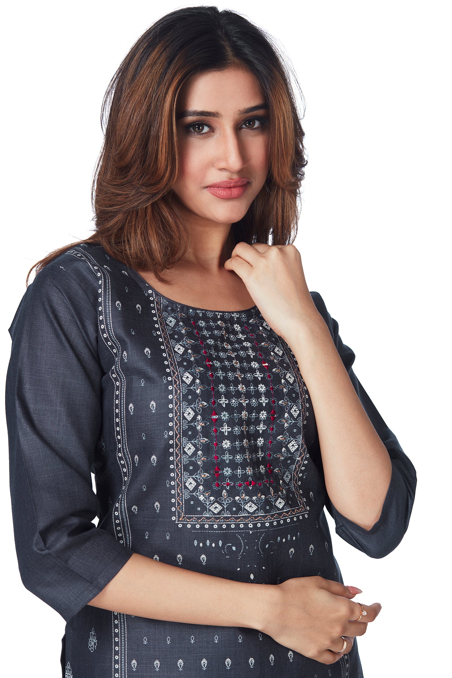 Dailywear Stylish Cotton Kurti - Grey image 2