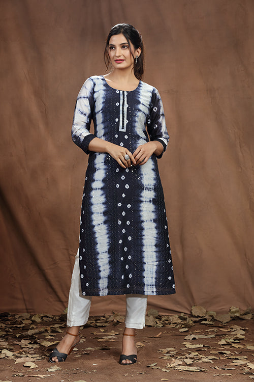 Chanderi Silk Long Kurti With Tie & Dye Print image 2