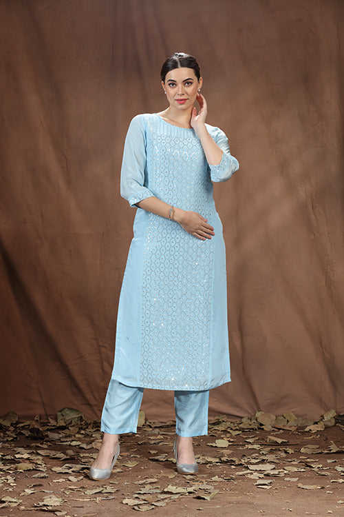 Crepe Long Kurti With Sequence Work image 2