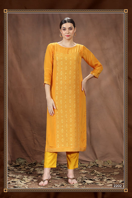 Viscose Crepe Embroidered Kurti For Eveningwear