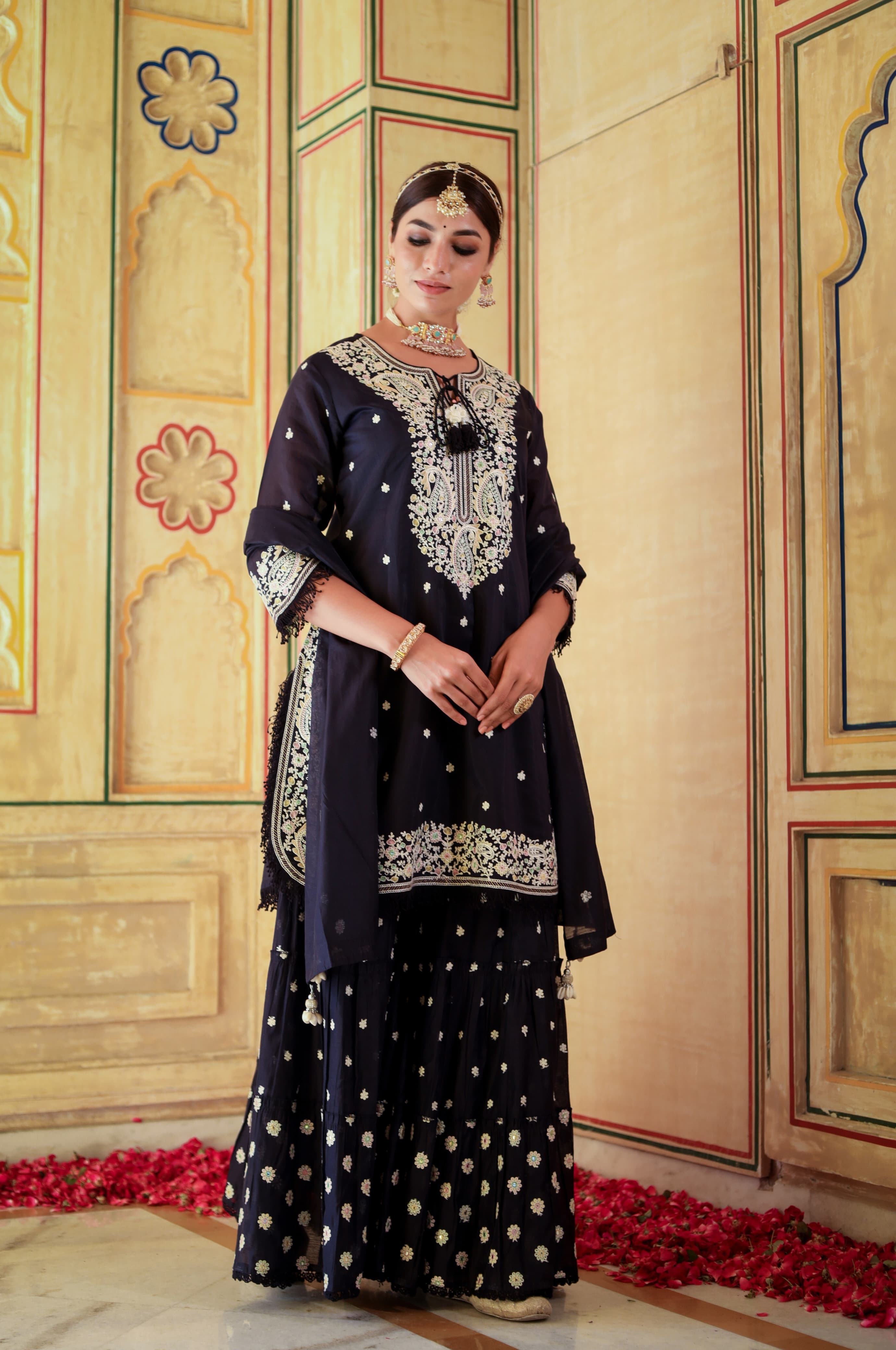Inayat Black Chanderi Sharara Set image 2