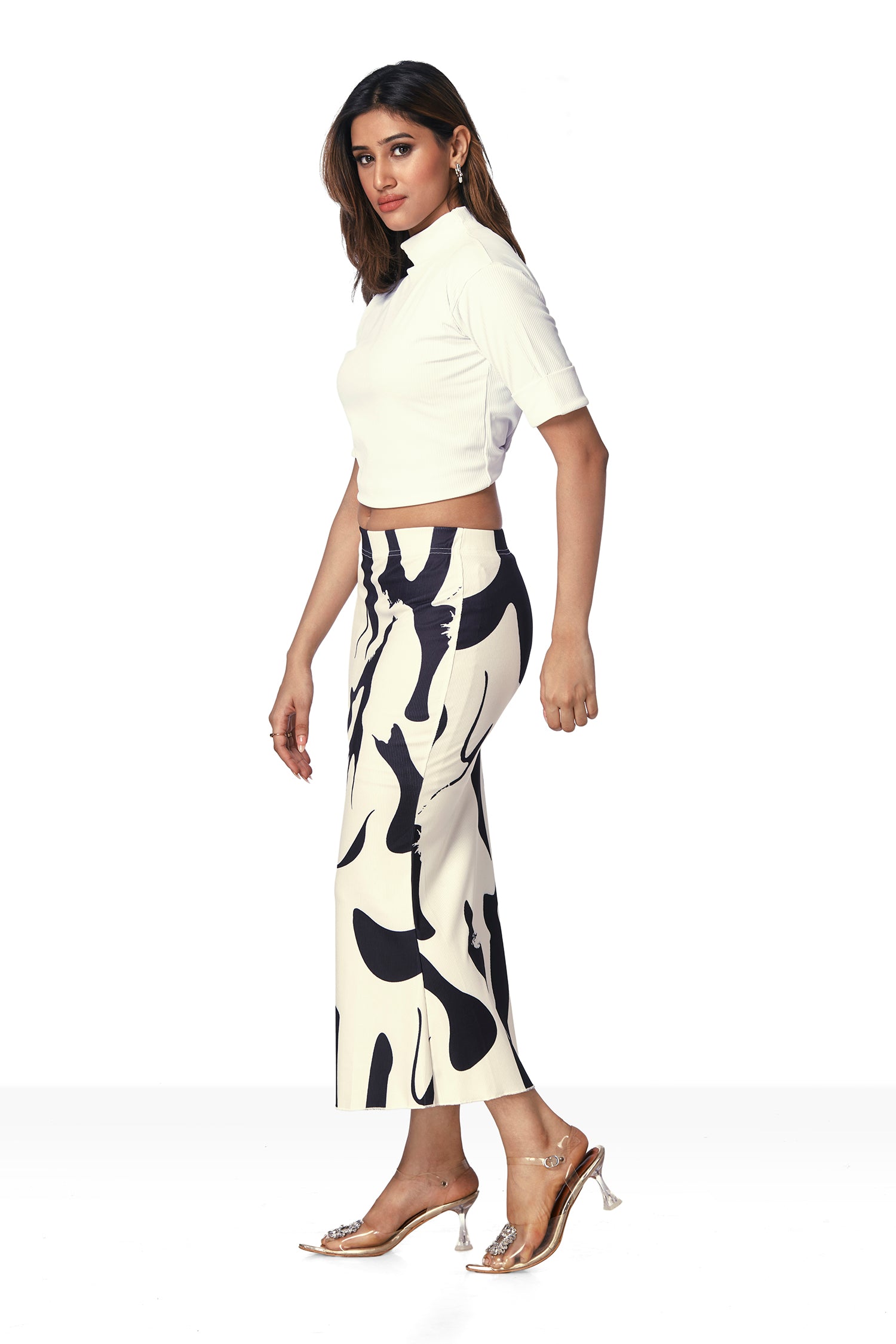 Geometric Print Pencil Skirt - Black image 4