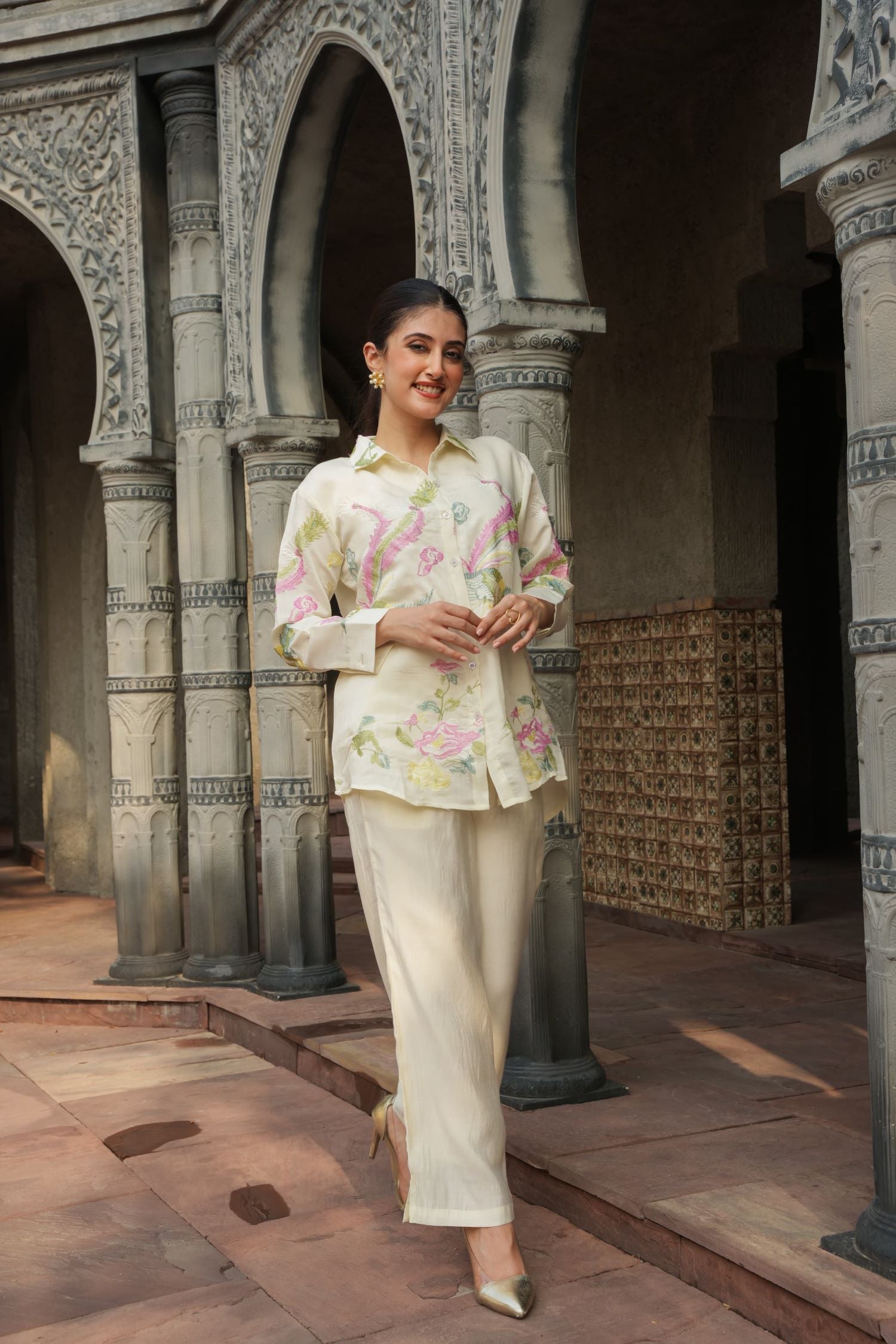 Floral Hand Painted Kurta Cord Set