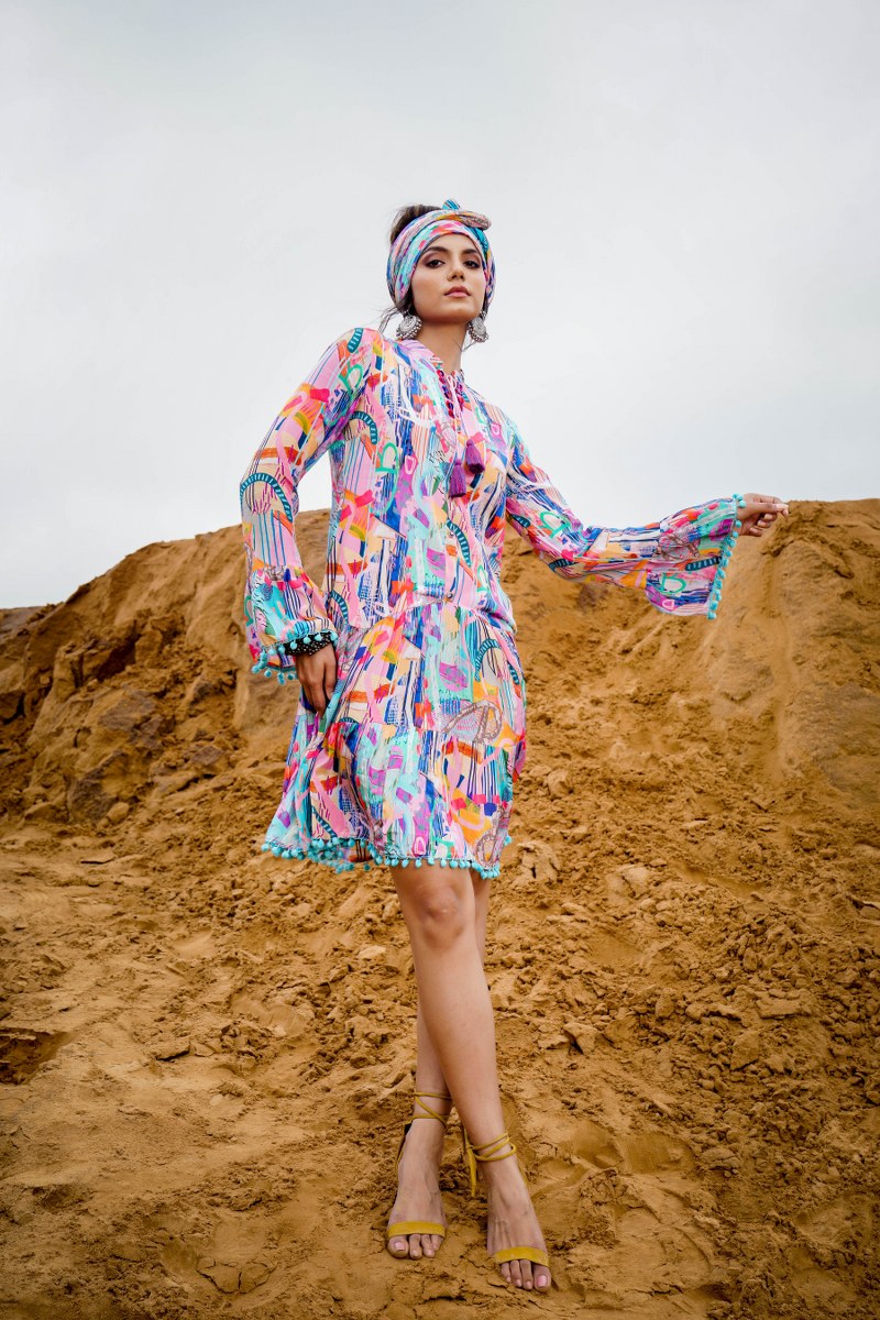 Tunic Cotton Printed Pompom Tunic image 2