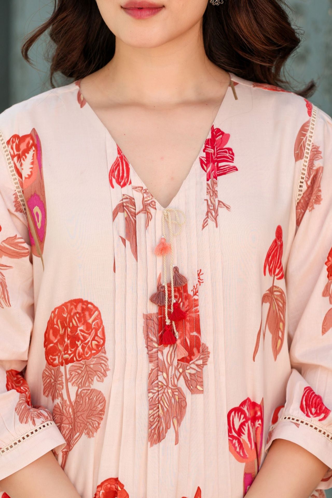 Beige Aura Patterned Cord Set image 3