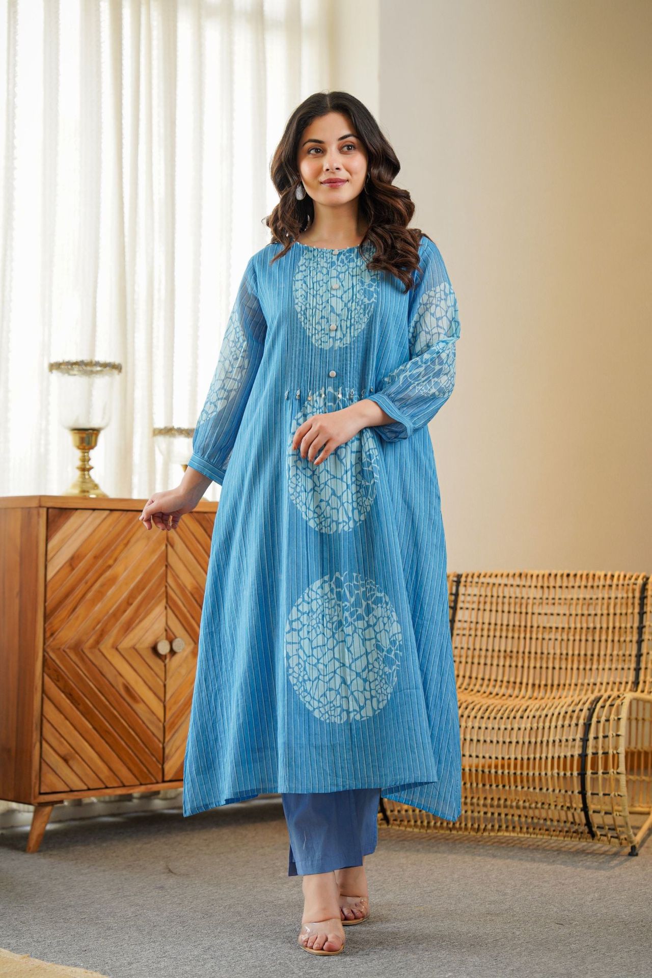 Blue Drape Flared Cord Set