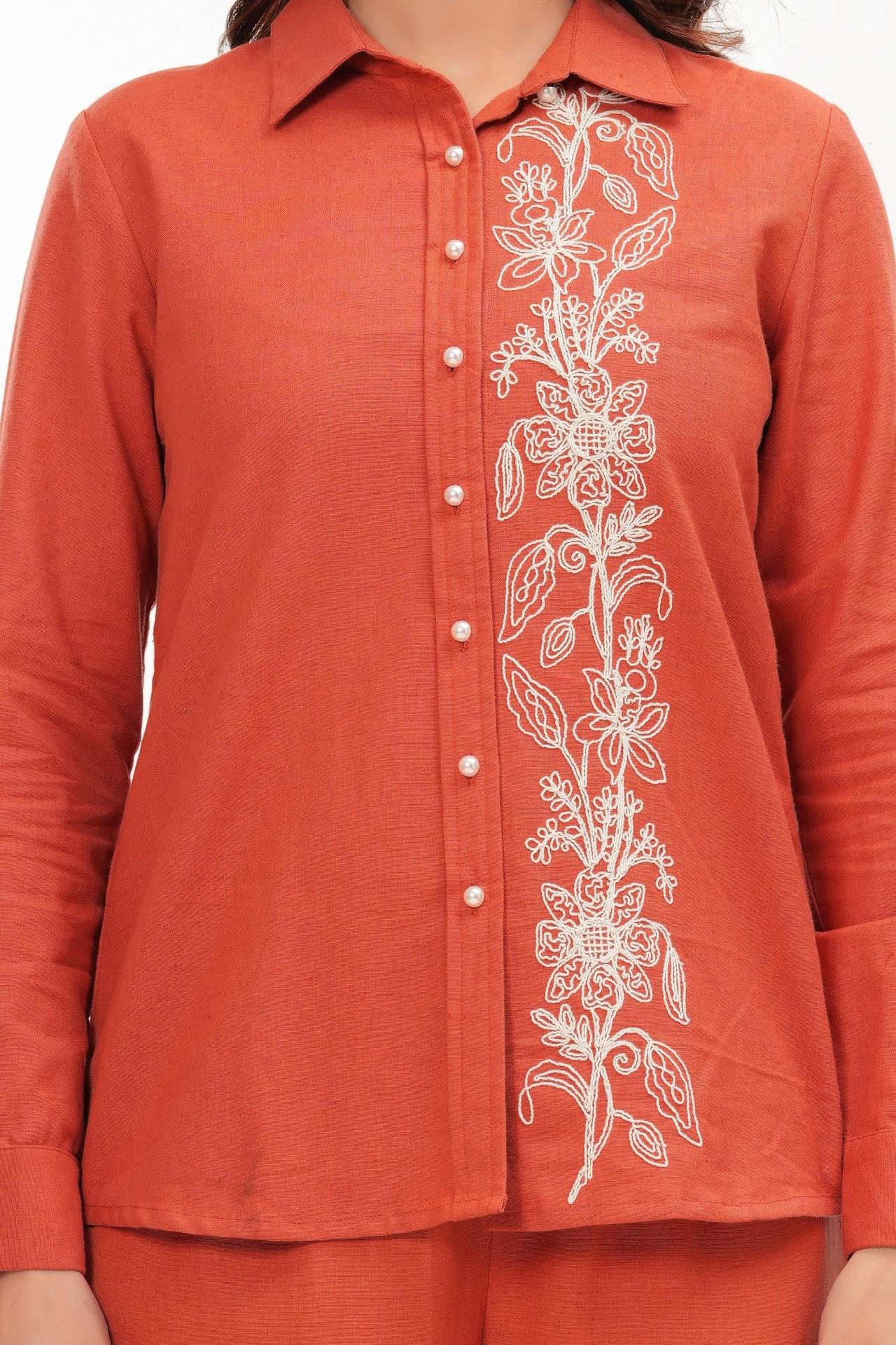 Vibrant Rust Cord Set For Effortless Elegance image 2