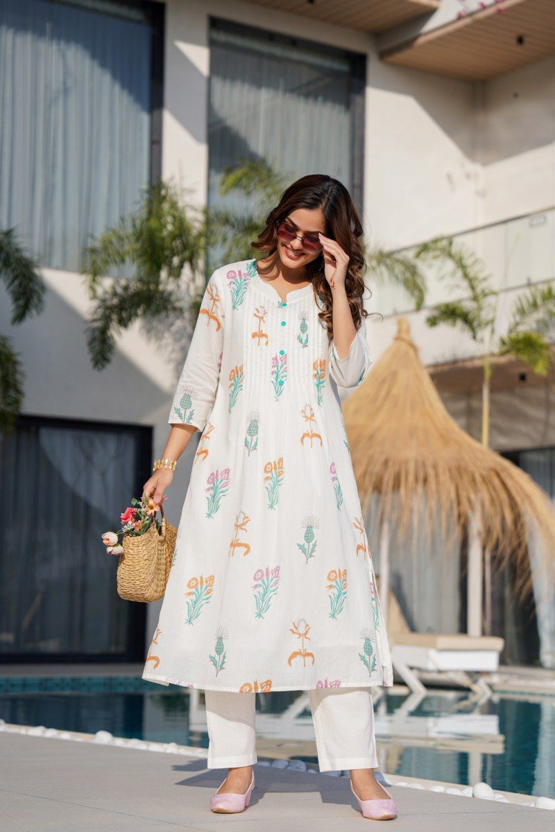 Beige Cotton Cord Set Casual Comfort Two Piece