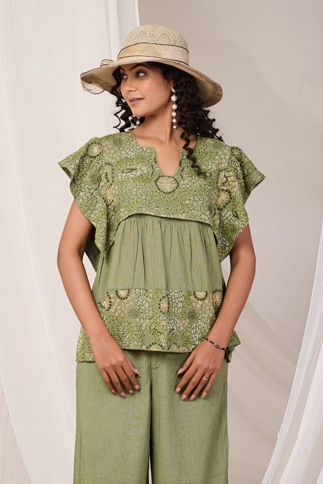 Emerald Elegance Embroidered Cord Set image 2