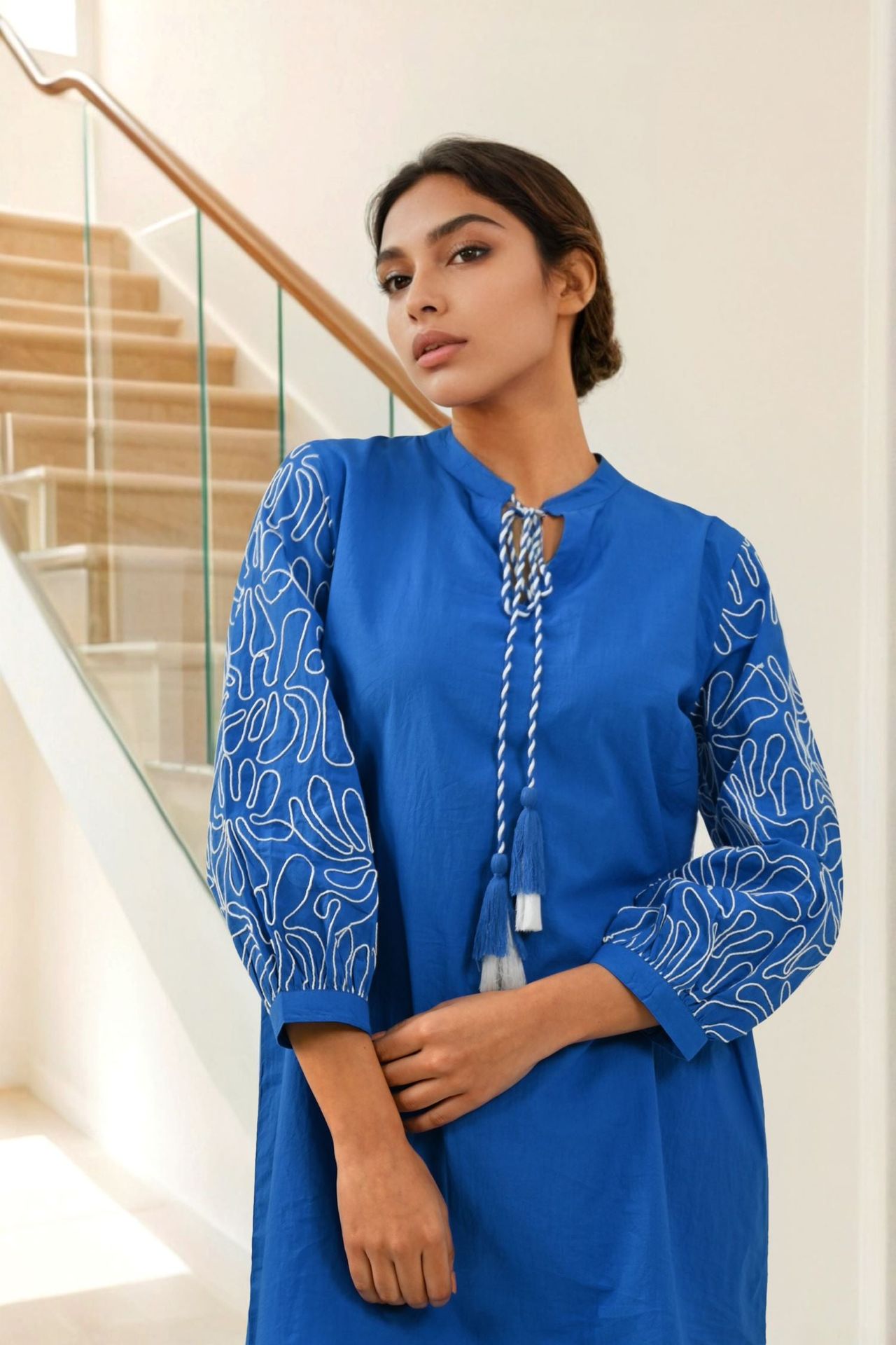 Blue Embroidered Grace Cord Set image 2