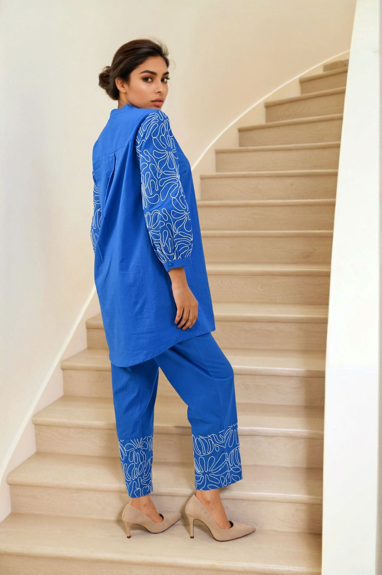 Blue Embroidered Grace Cord Set image 4