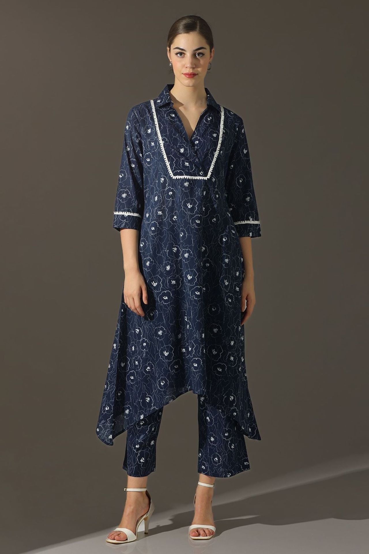 Navy Blue Embroidered Grace Cord Set image 2