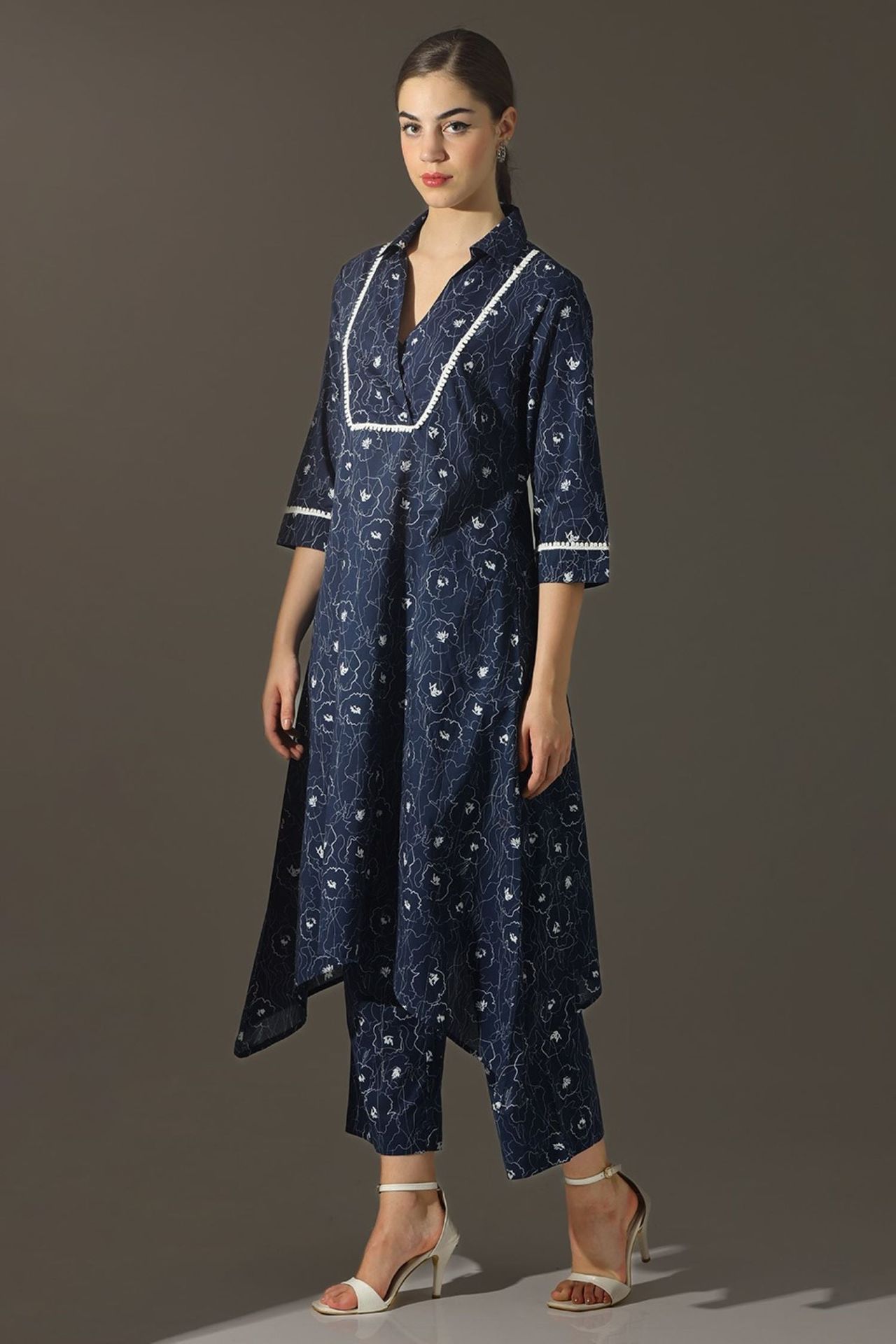 Navy Blue Embroidered Grace Cord Set image 3