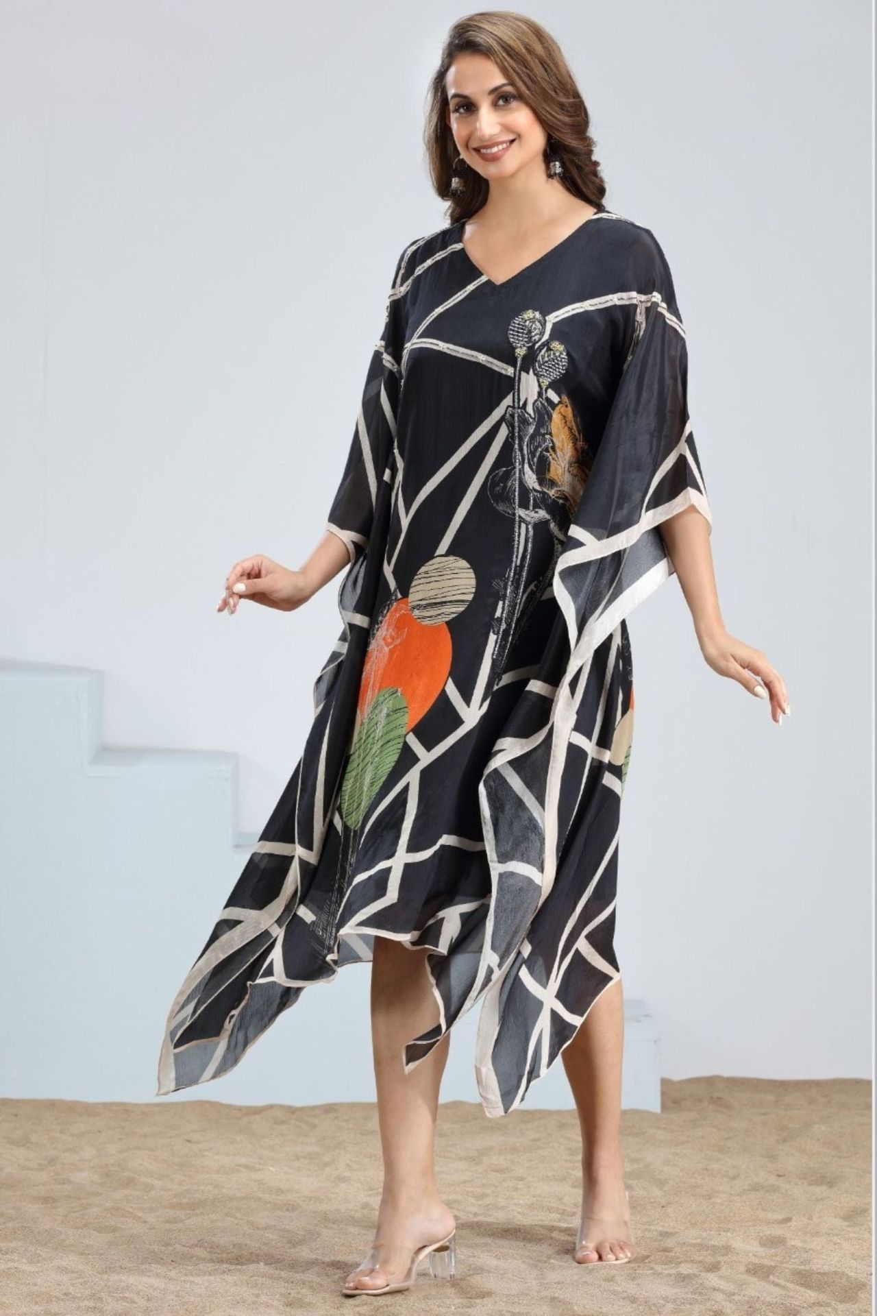 Black Printed Kaftan