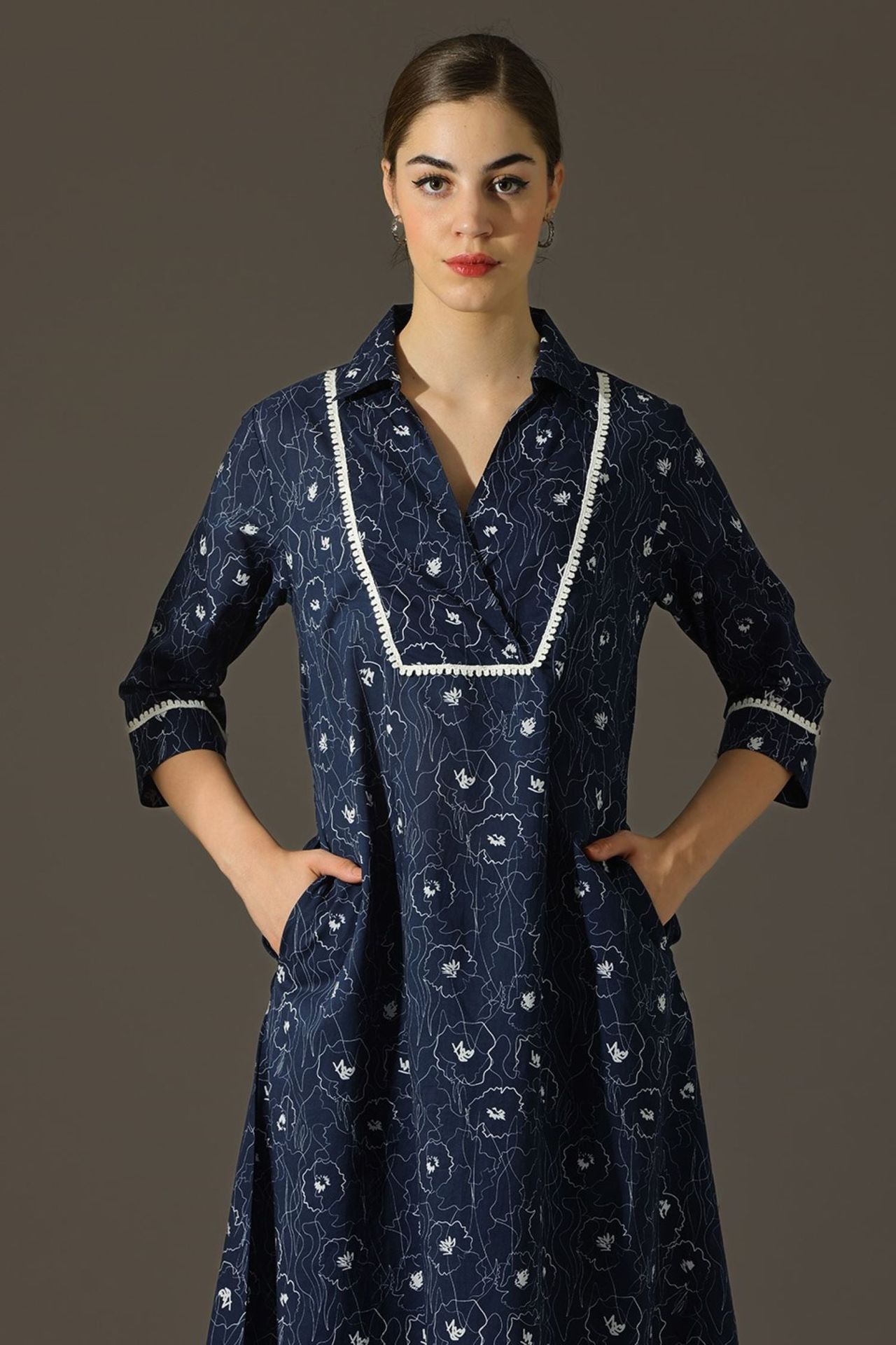 Navy Blue Embroidered Grace Cord Set image 4
