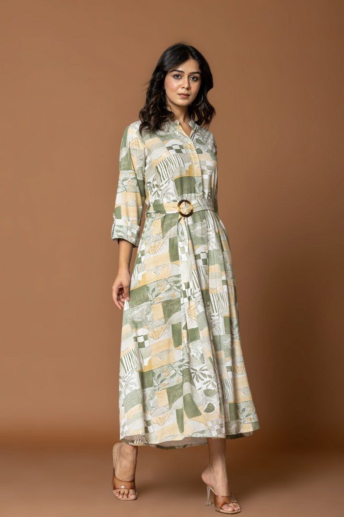 Belted Envy Green Print Story