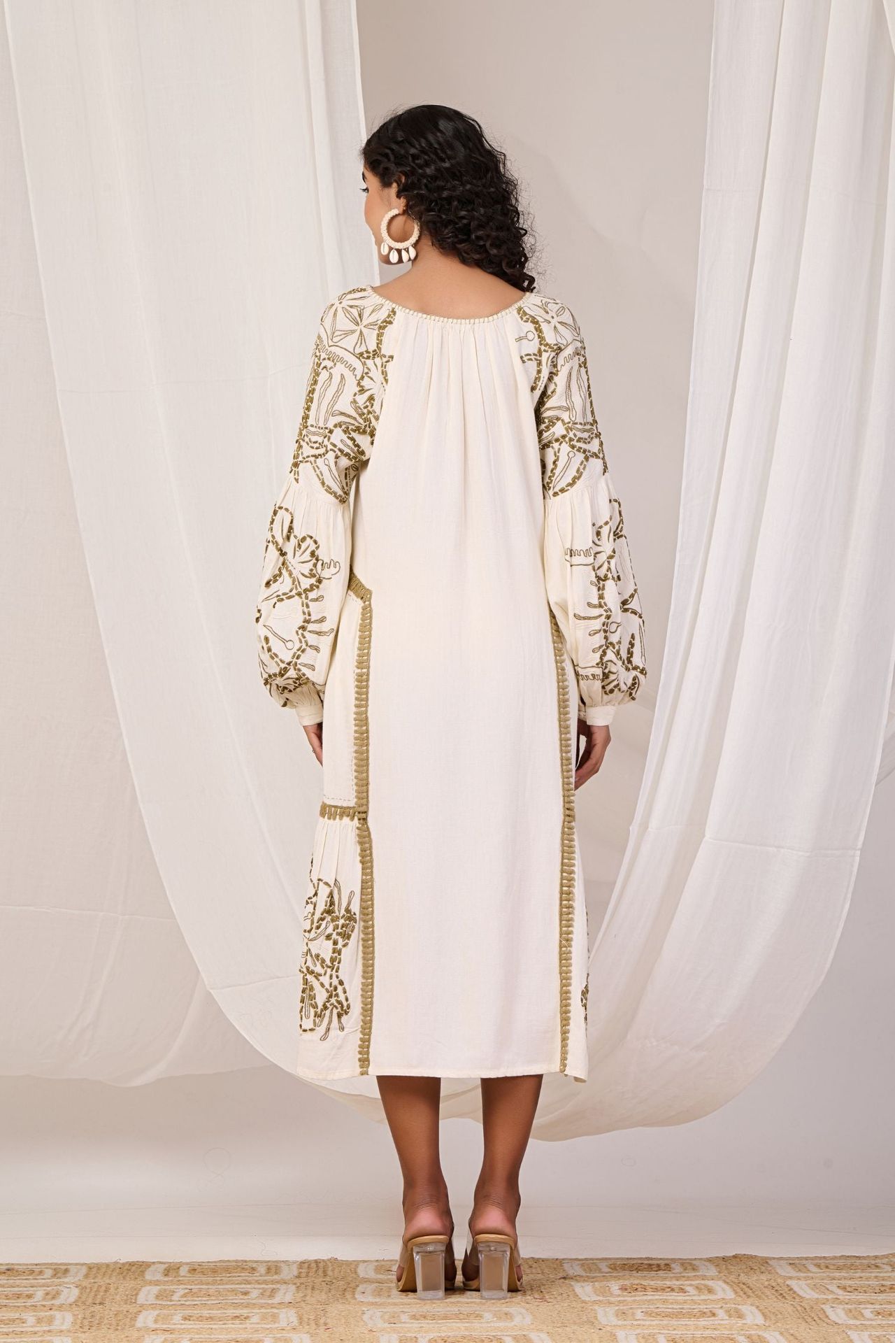 Cream Dress With Floral Prints image 3