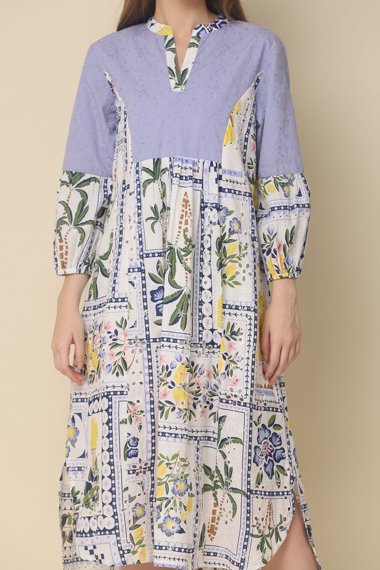 Off-white Cotton Dress With Printed Designs image 4