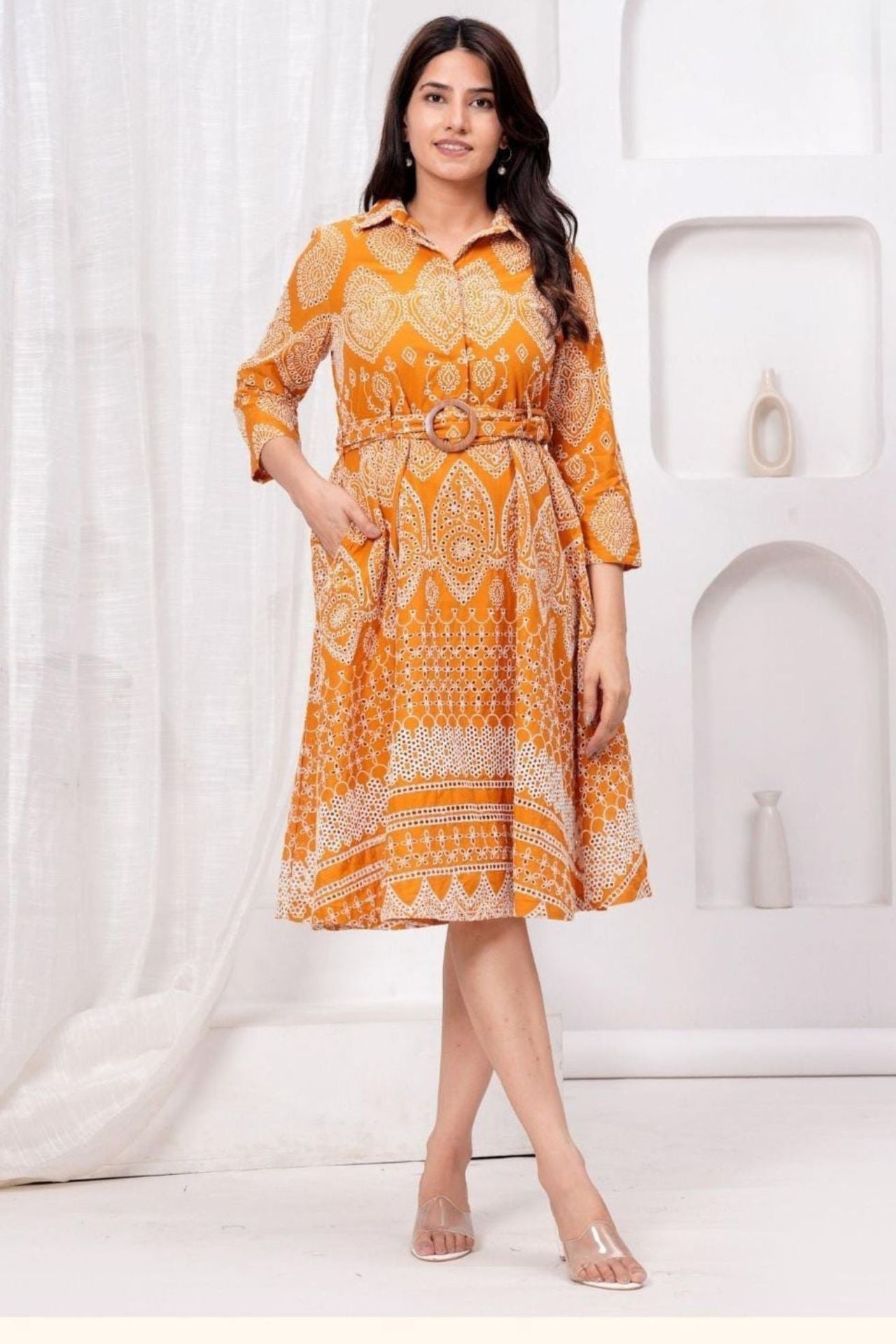 Mustard Muse Cinched Dress