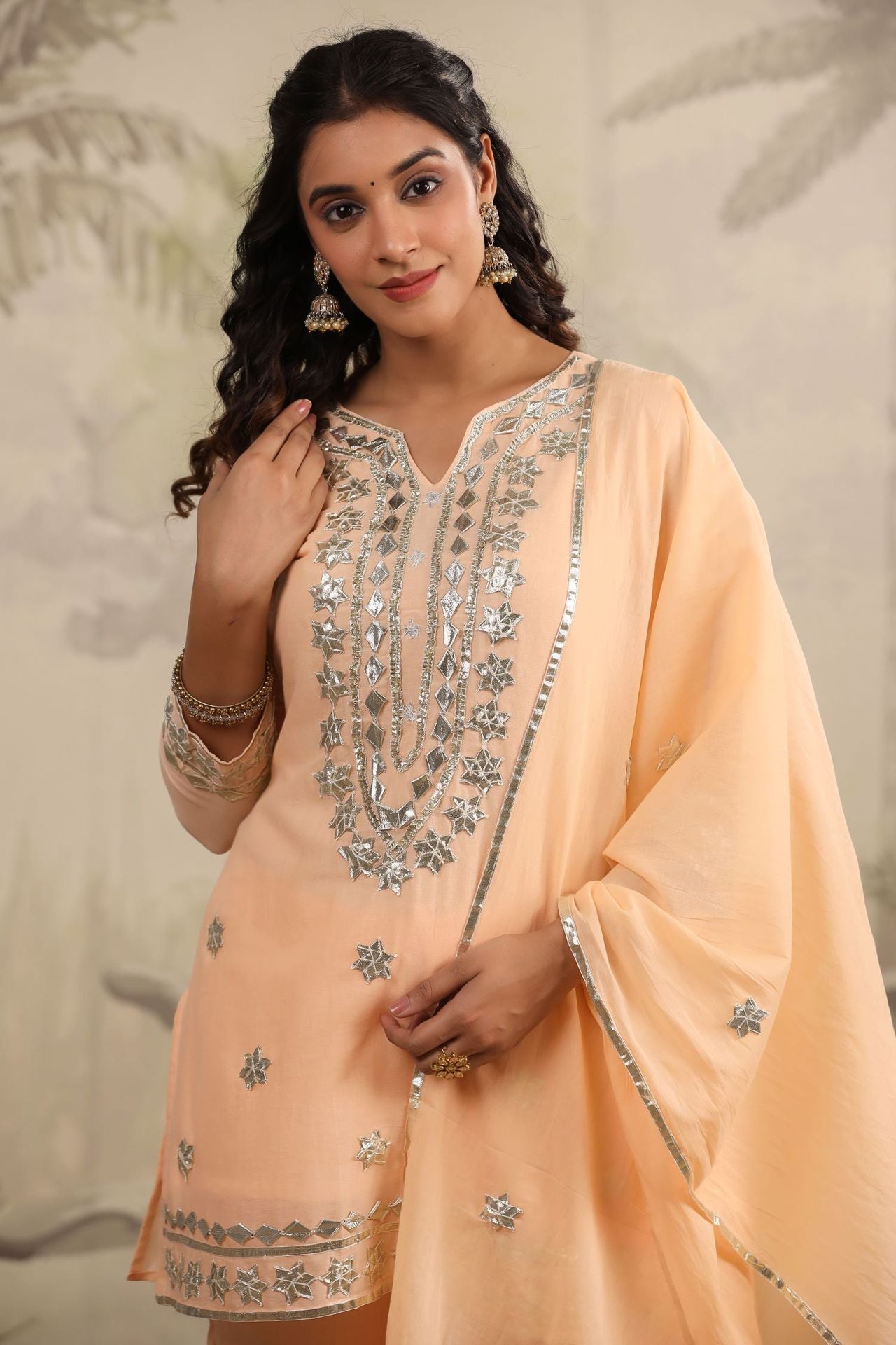 Peach Luxe Stunning Embroidered Sharara Set image 2