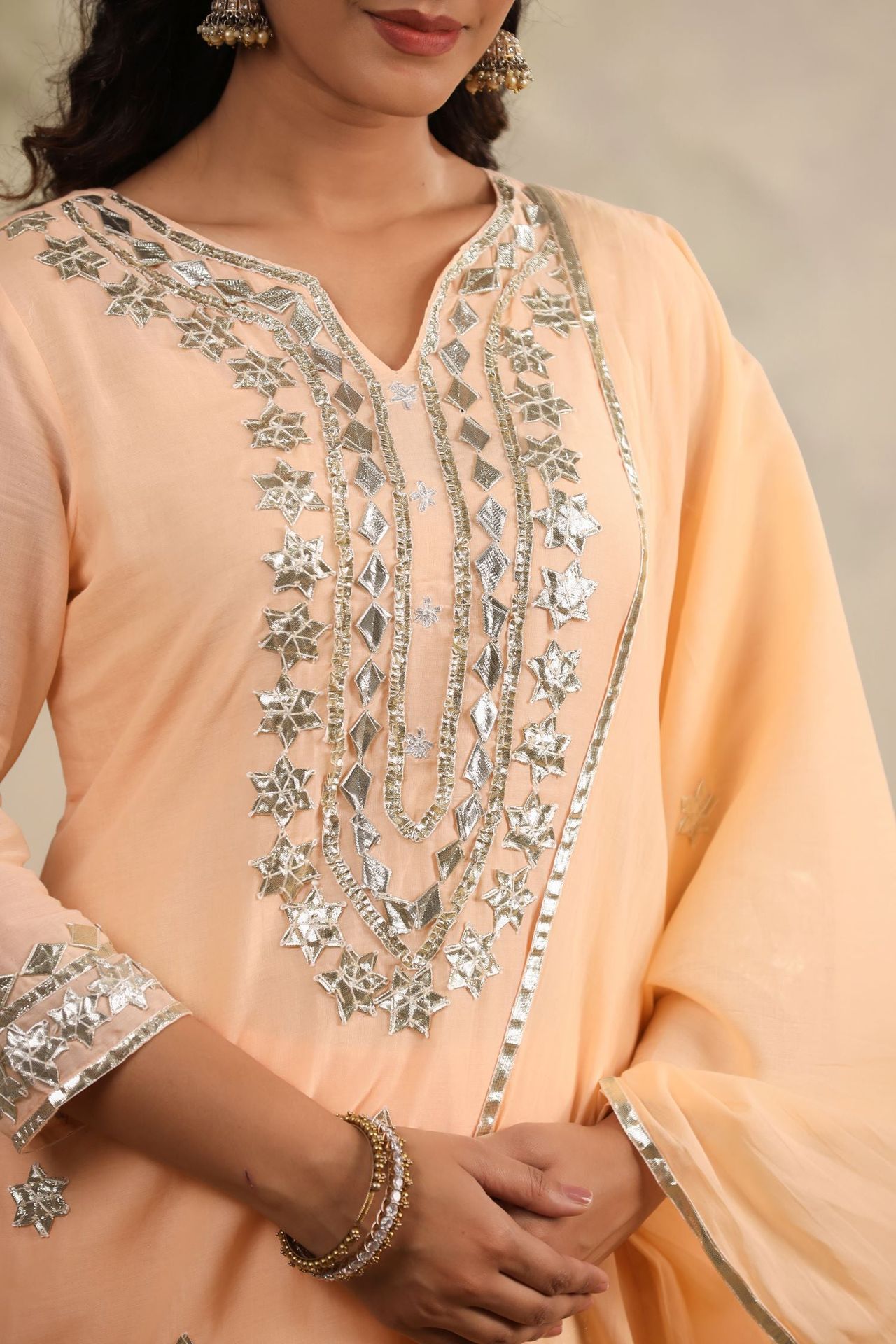 Peach Luxe Stunning Embroidered Sharara Set image 3