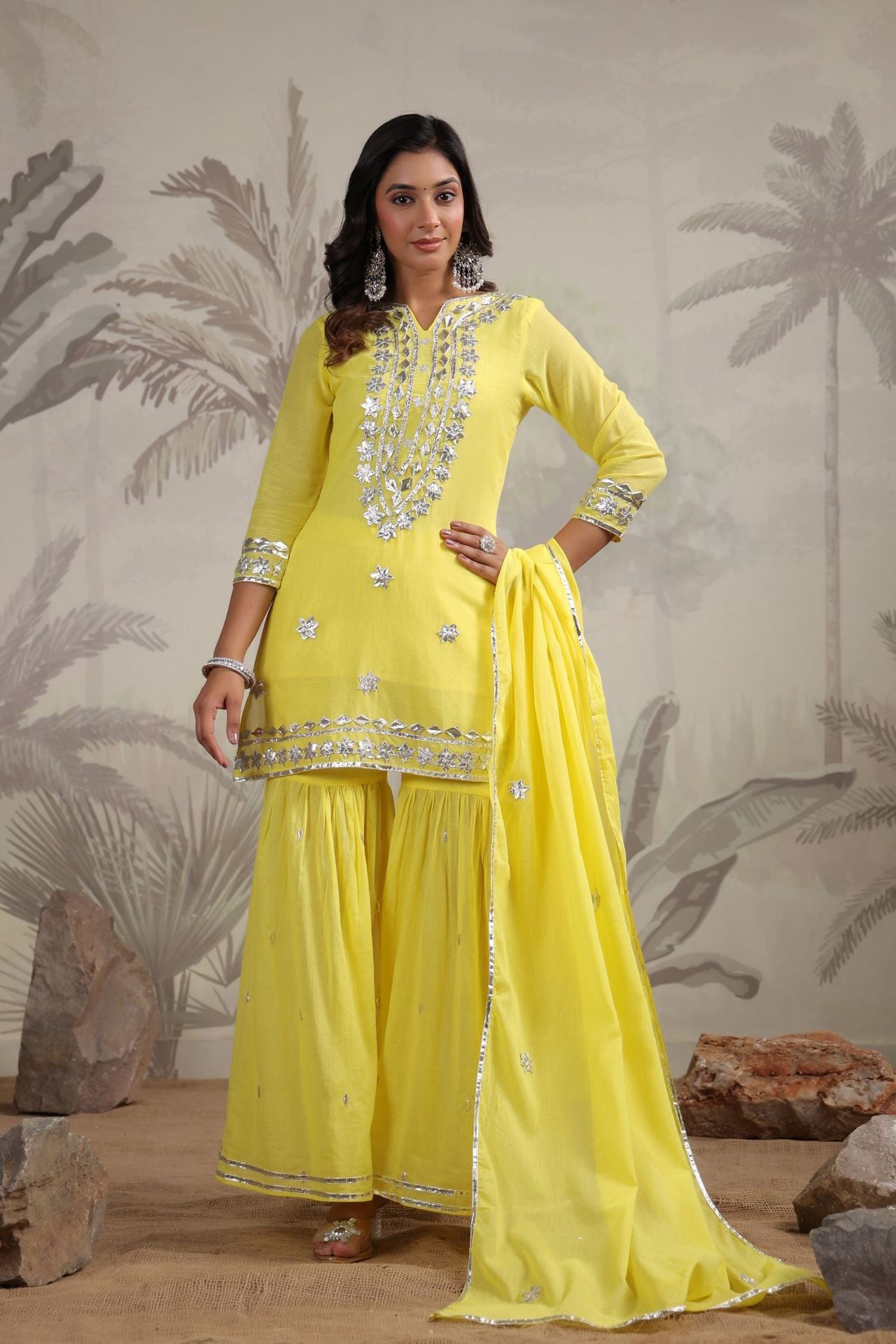 Radiant Glow Beautifully Embroidered Yellow Sharara