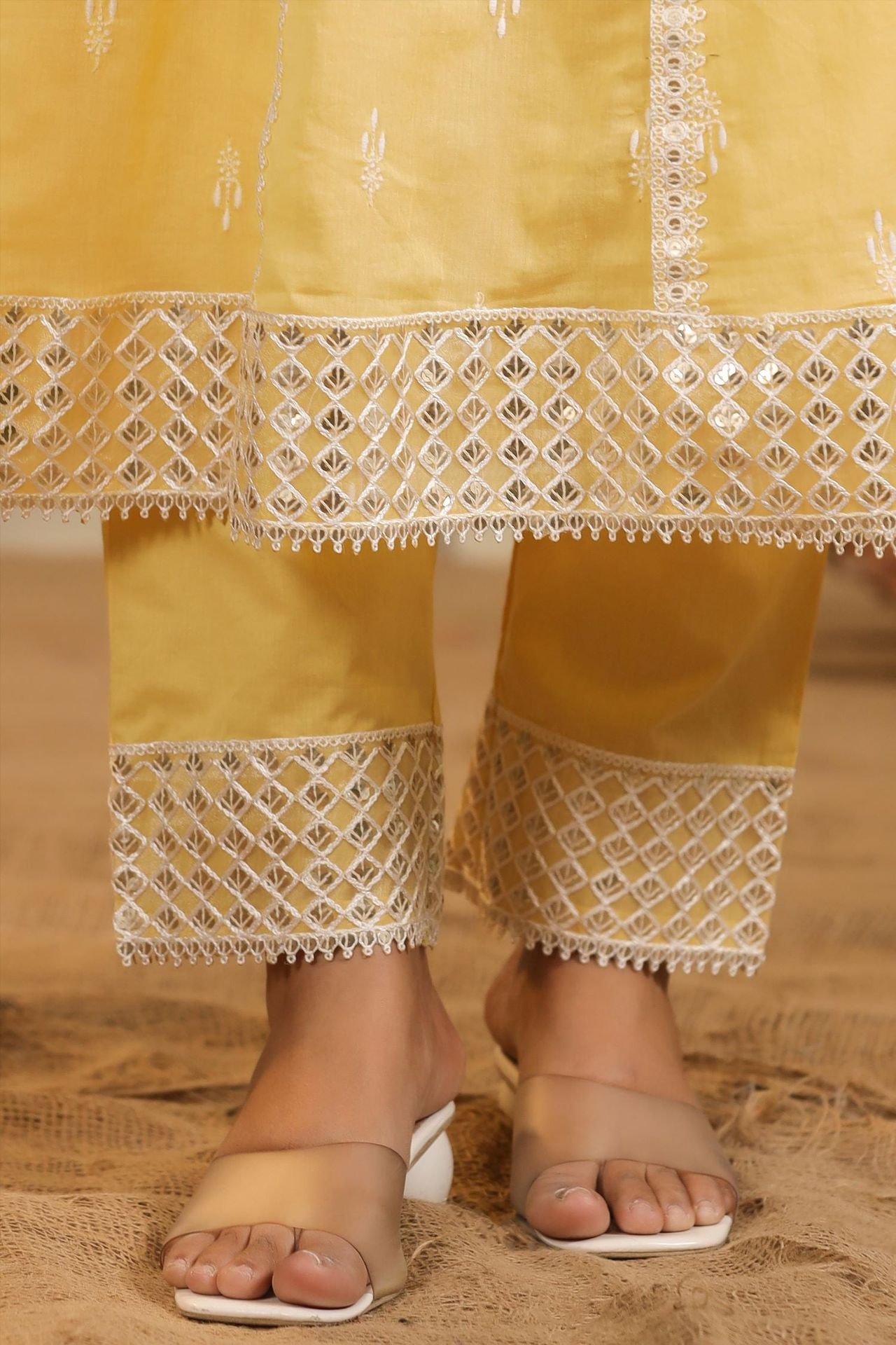 Freyaa Golden Glow A Yellow Cotton Three Piece Set image 4