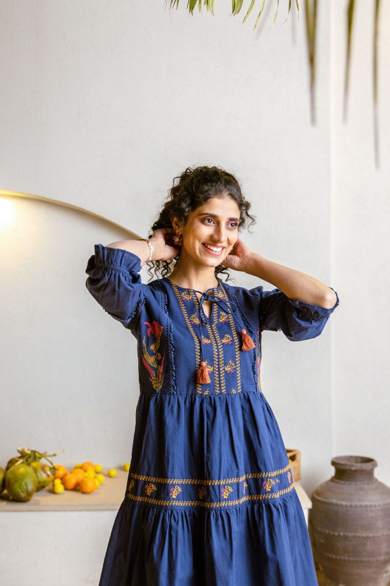 Blue Tunic With Intricate Neck Design image 2