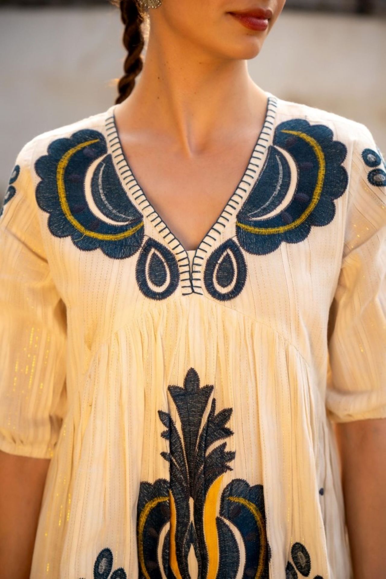 Soft Cream Tunic With Artistic Embroidery Detail image 2