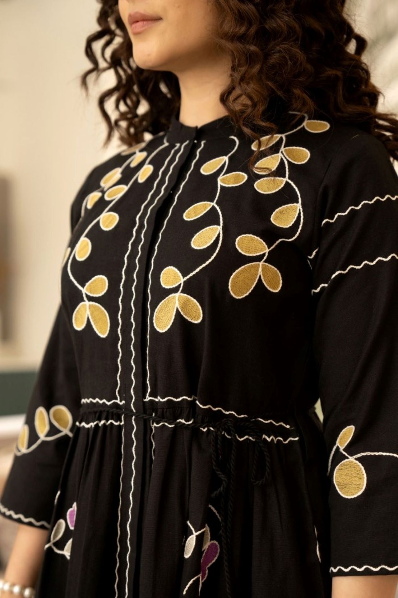 Classic Black Tunic With Exquisite Design Accents image 2