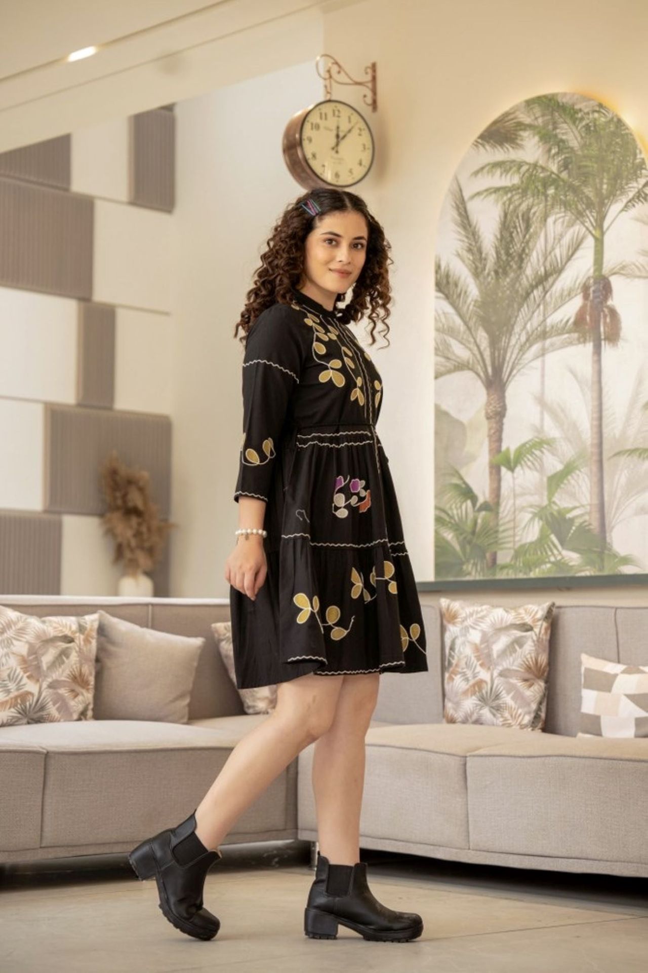 Classic Black Tunic With Exquisite Design Accents image 3