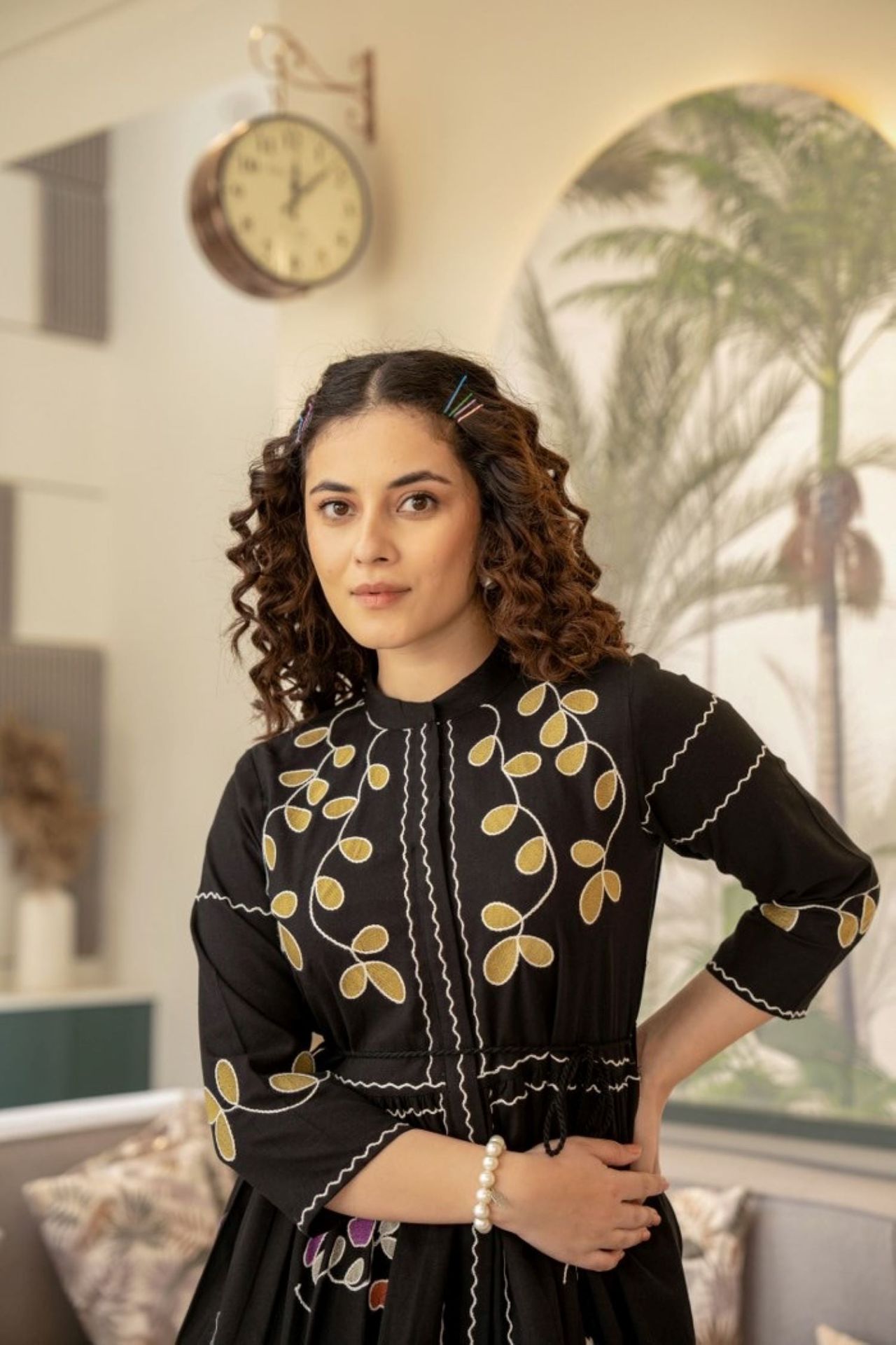 Classic Black Tunic With Exquisite Design Accents image 4