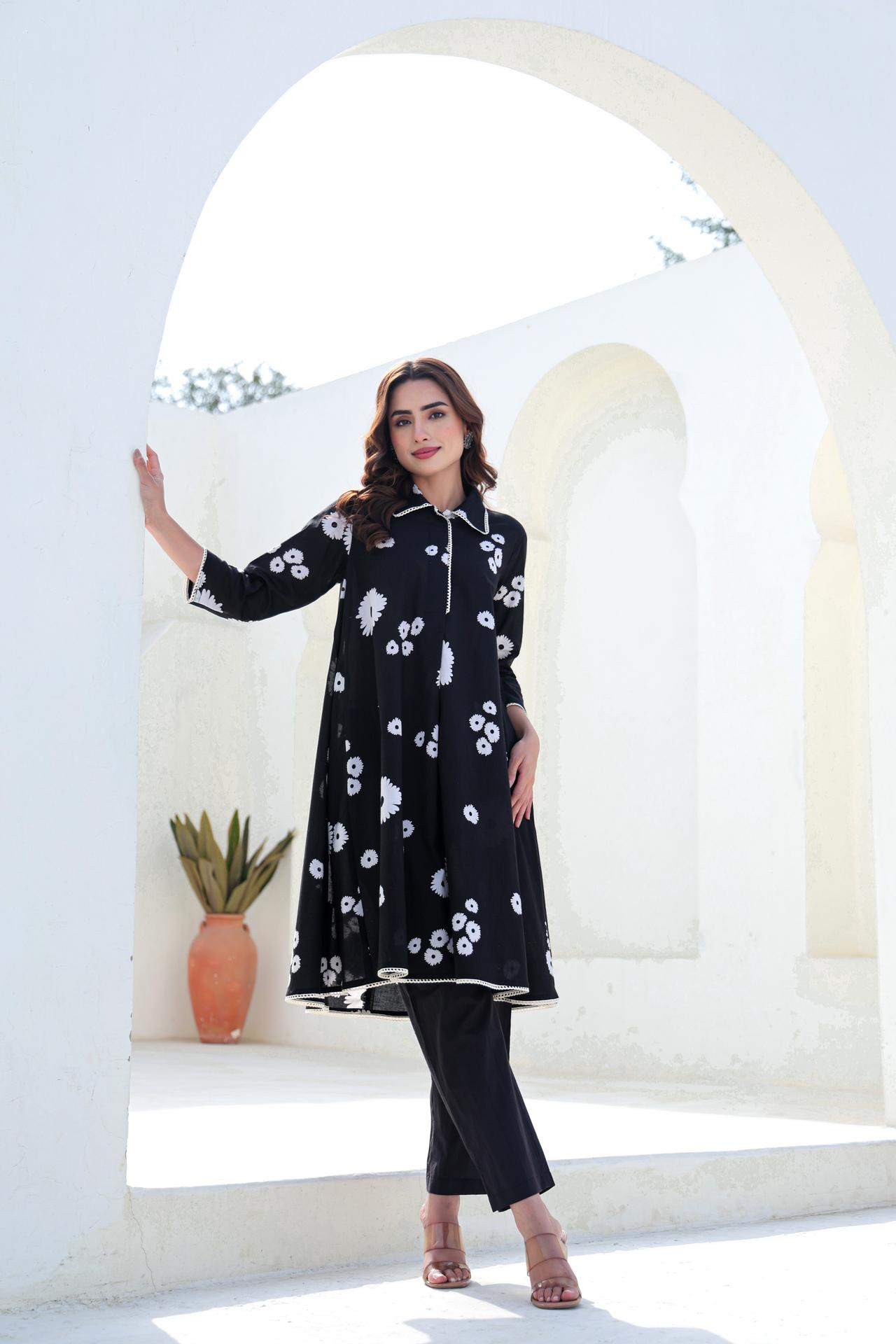 Floral Whispers In Black Co-ord Set