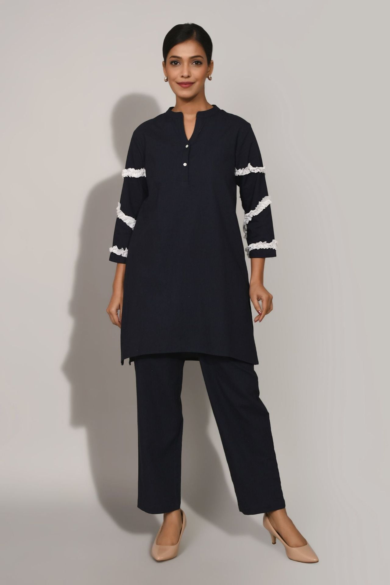 Black Cord Set With White Sleeve Touch