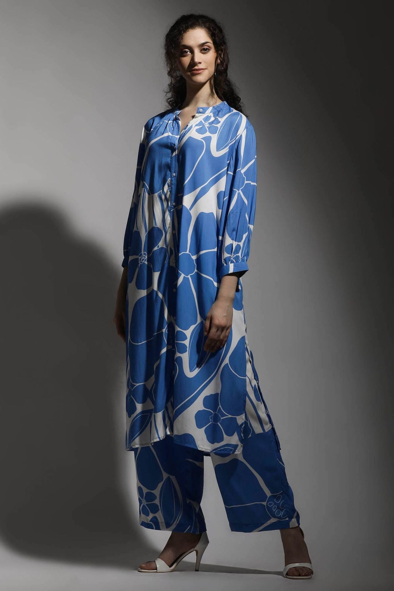 Blue Flower Print Co-ord Set