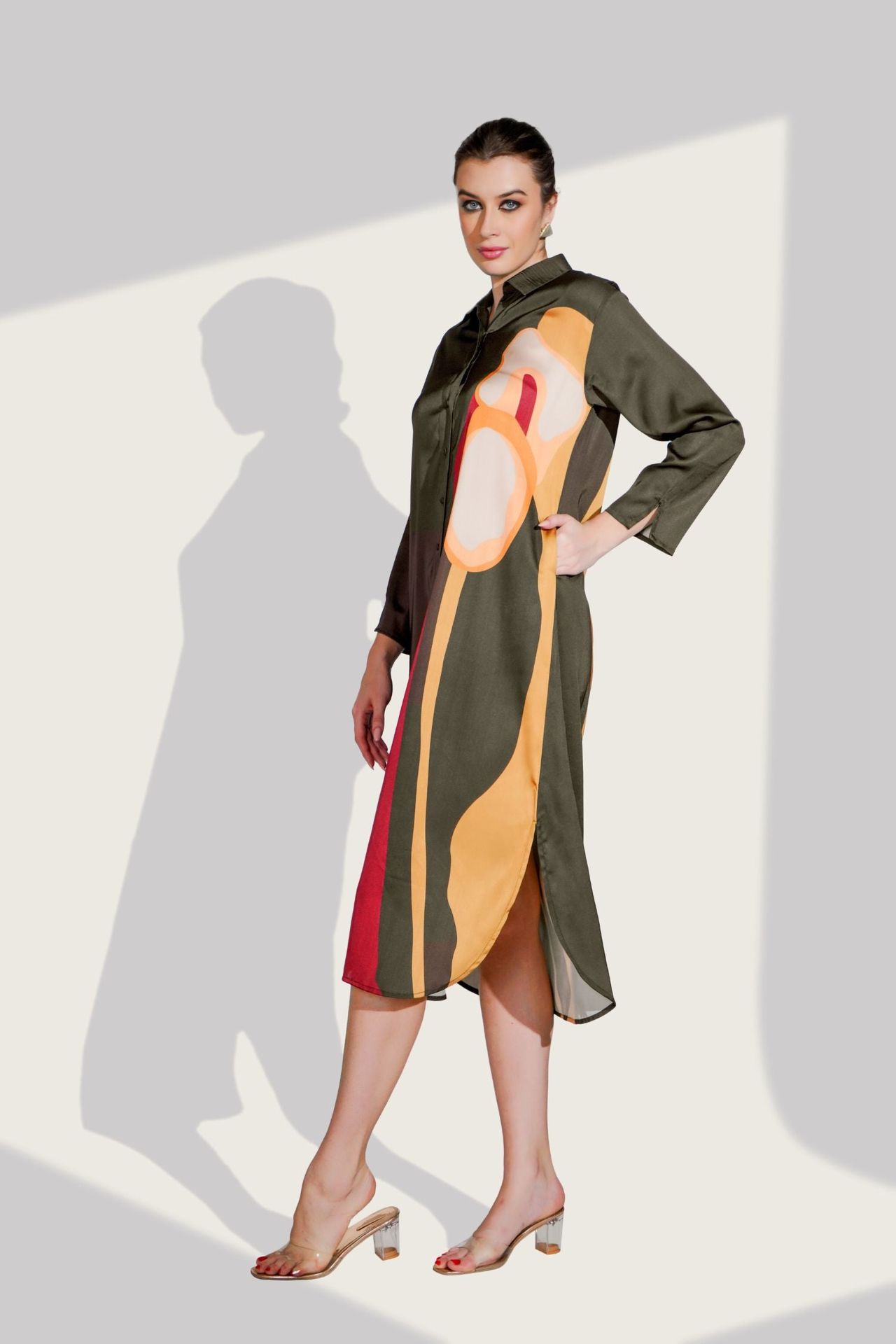 Black Long Dress With Side Print image 2