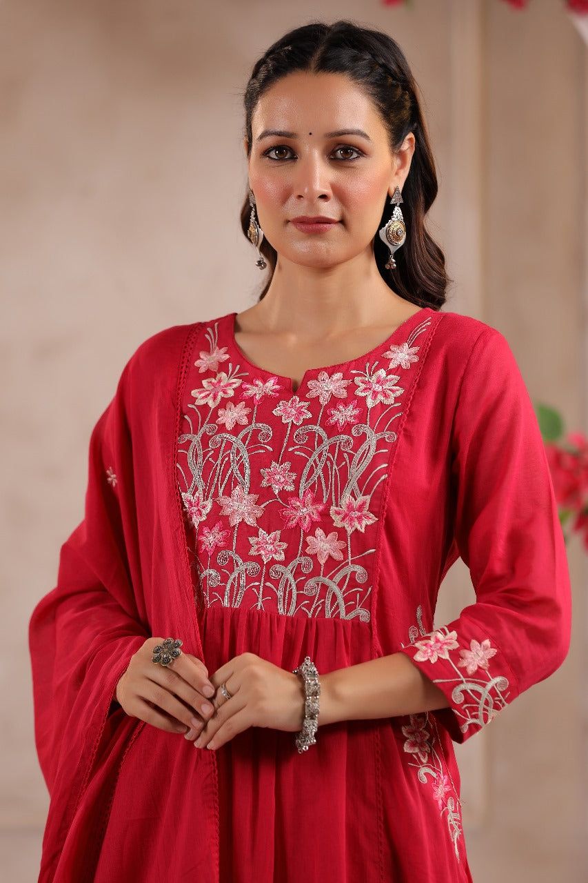 Rani Elegance Hand Worked Suit With Dupatta image 4