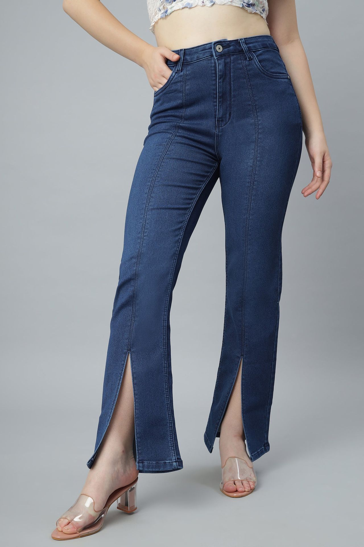 Side Slit Blue Denim image 2