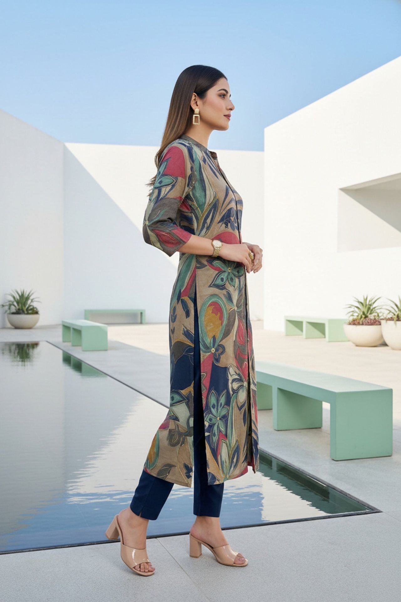 Multicolor Fiesta Bold Pattern Cotton Kurti image 3