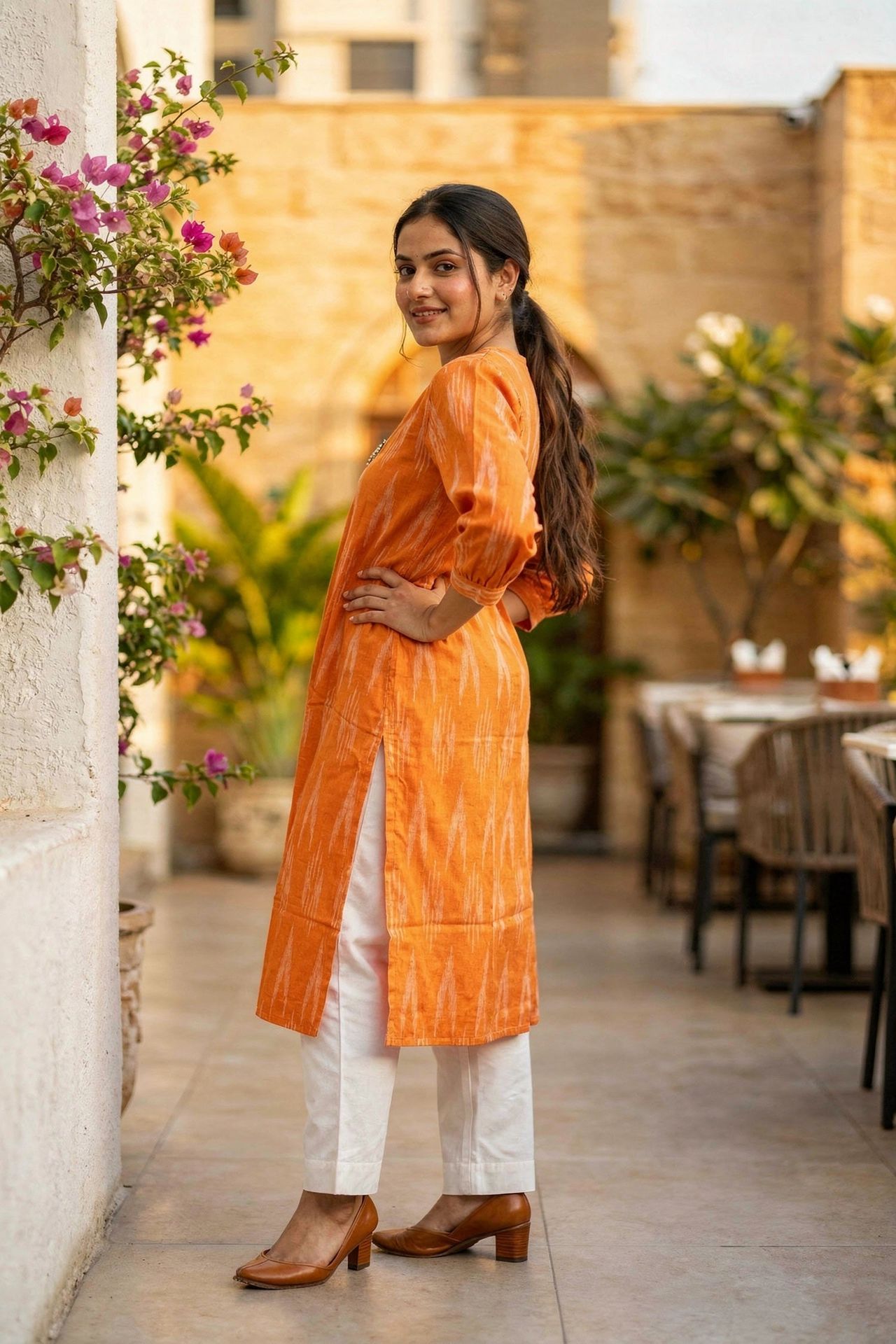 Orange Radiance Printed Cotton Long Kurti image 3