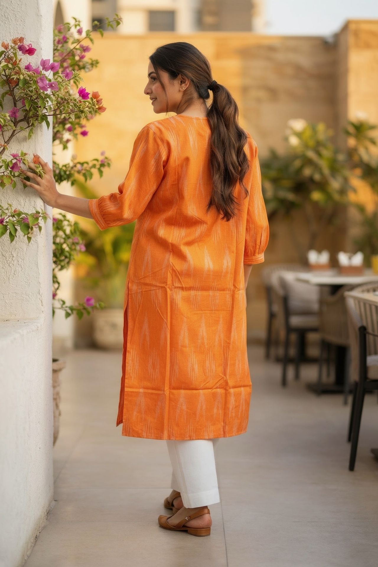 Orange Radiance Printed Cotton Long Kurti image 4