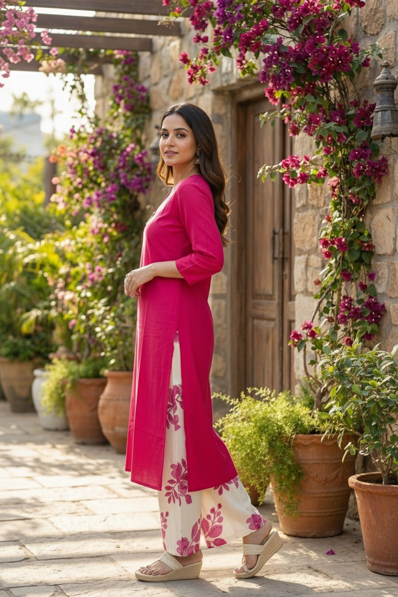 Rani Charm Solid Top & Printed Pants Set image 4