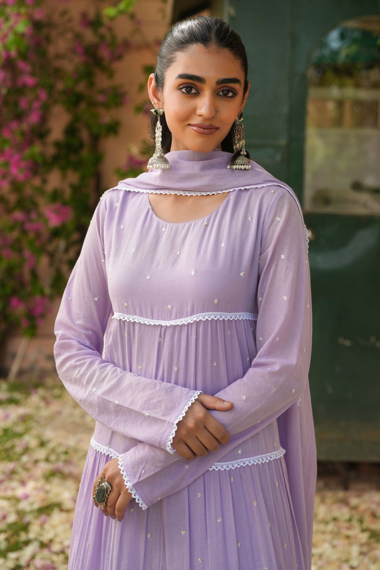 Freyaa Lavender Cotton Anarkali Suit Set With Dupatta image 3