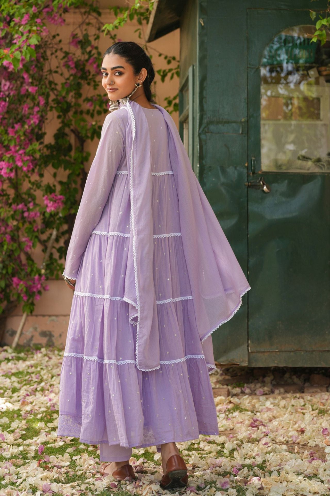 Freyaa Lavender Cotton Anarkali Suit Set With Dupatta image 4